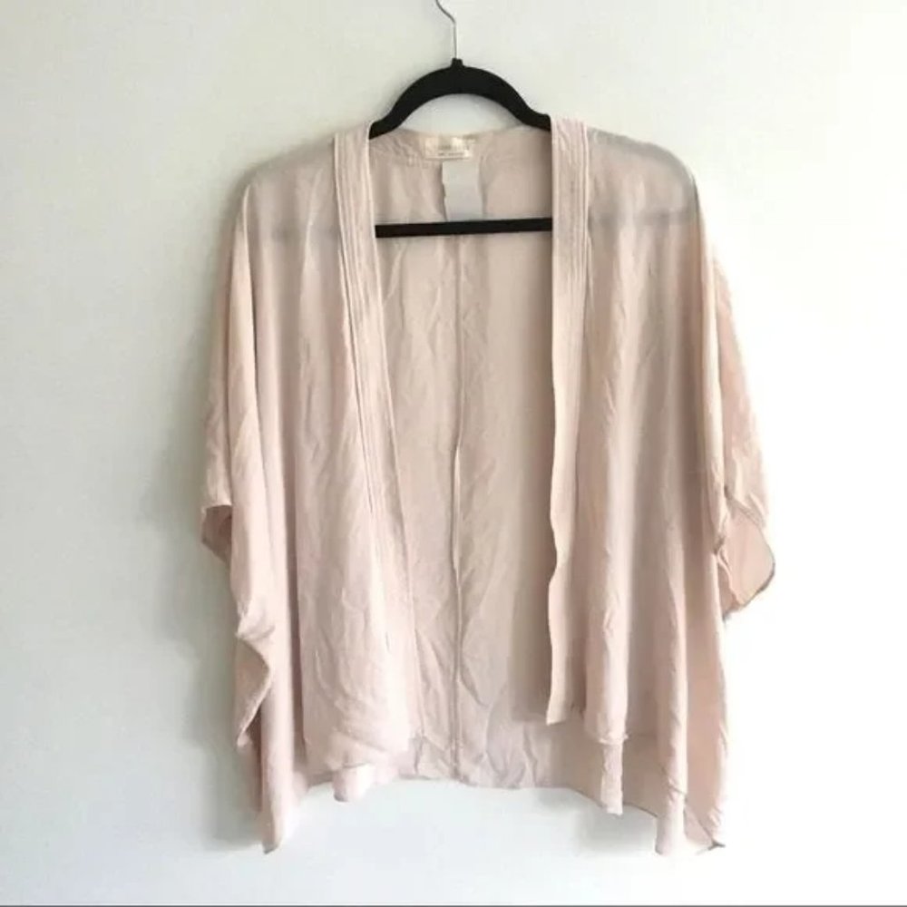 ARITZIA Fawkner Kimono Lightweight Wrap Cardigan Blouse Blazer Pink Blush S/M